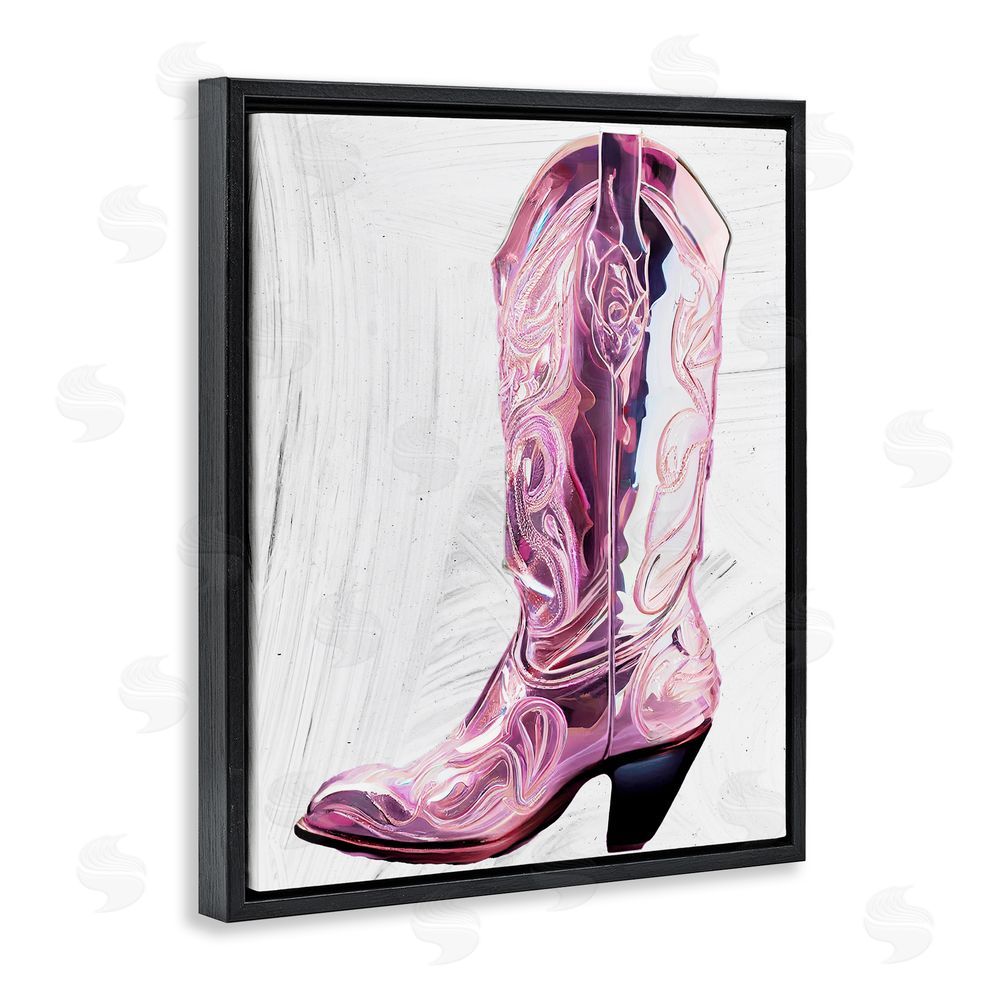 Sasha Cowgirl Cinderella's Boot Black Floating Frame Canvas Wall Art Print