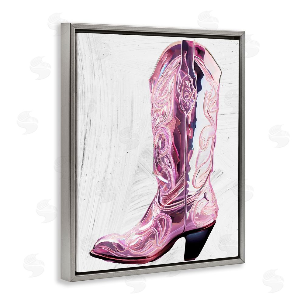 Sasha Cowgirl Cinderella's Boot Gray Floating Frame Canvas Wall Art Print