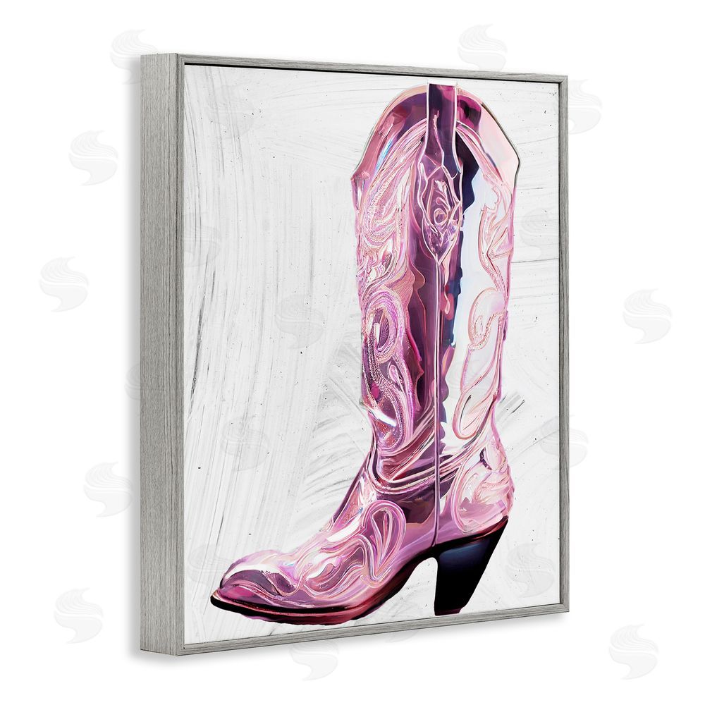 Sasha Cowgirl Cinderella's Boot Gray Framed Giclee Print Wall Art