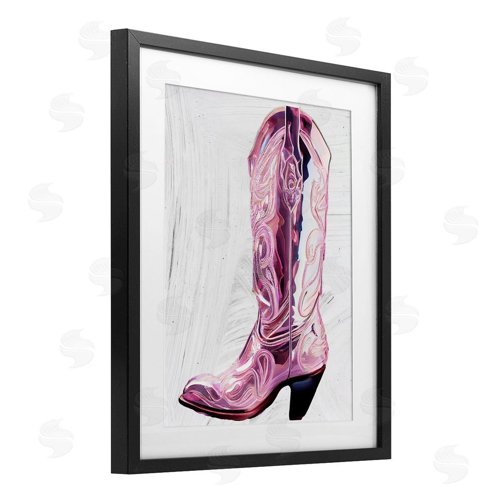 Sasha Cowgirl Cinderella's Boot Black Framed Print Under Glass Wall Art