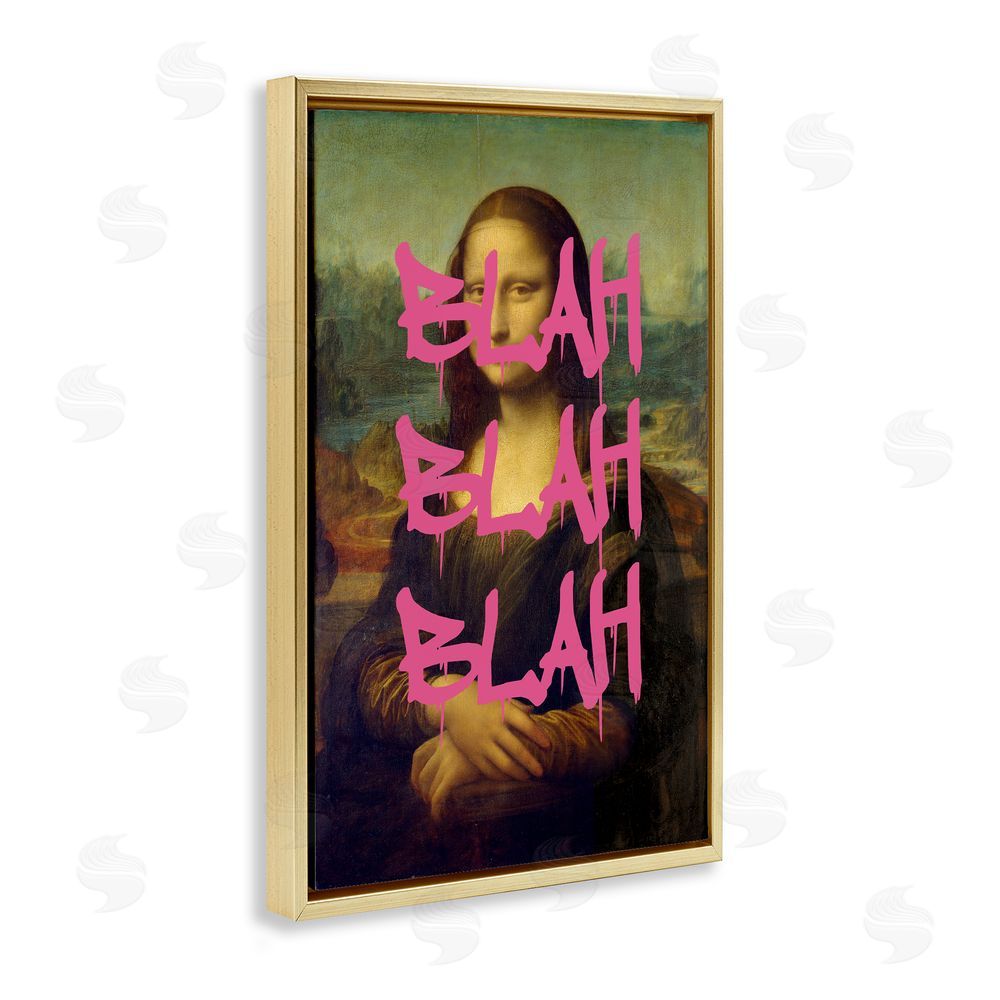 Masters Redux Graffiti Over Mona Lisa Gold Floating Frame Canvas Wall Art Print