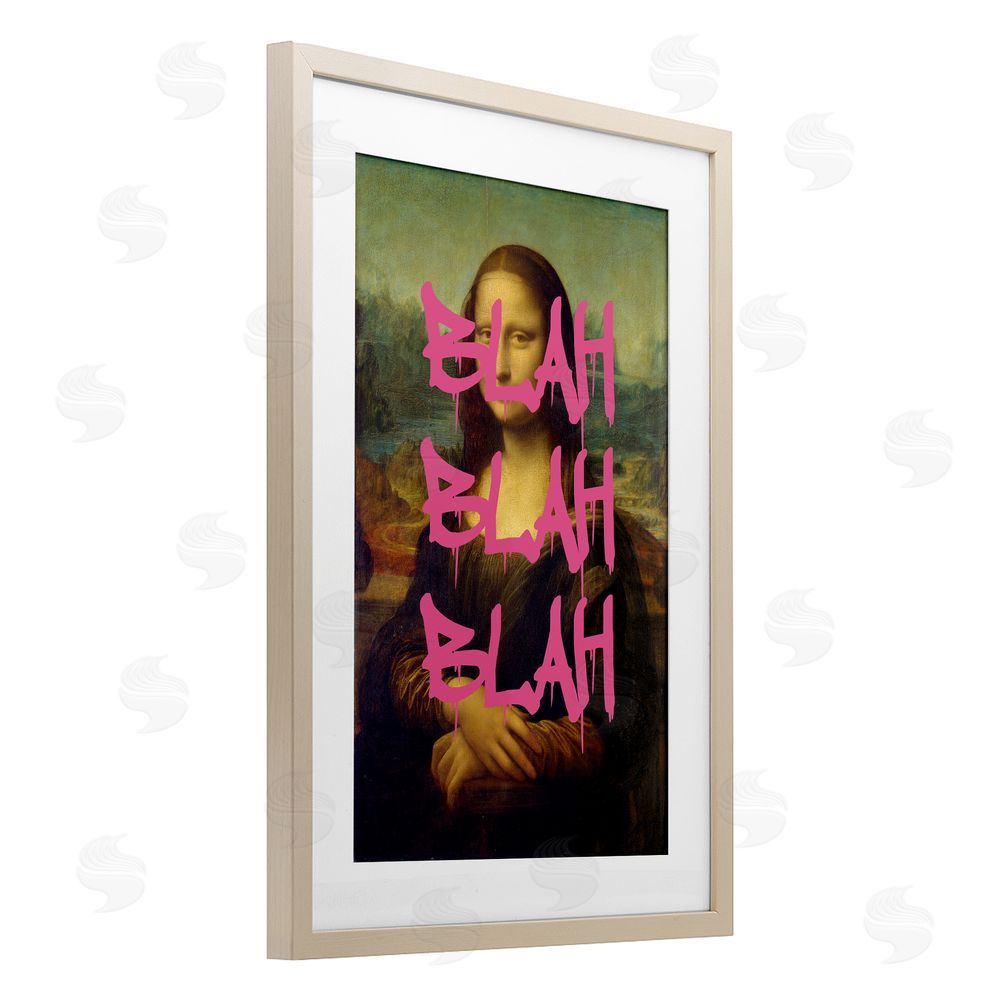 Masters Redux Graffiti Over Mona Lisa Brown Framed Print Under Glass Wall Art