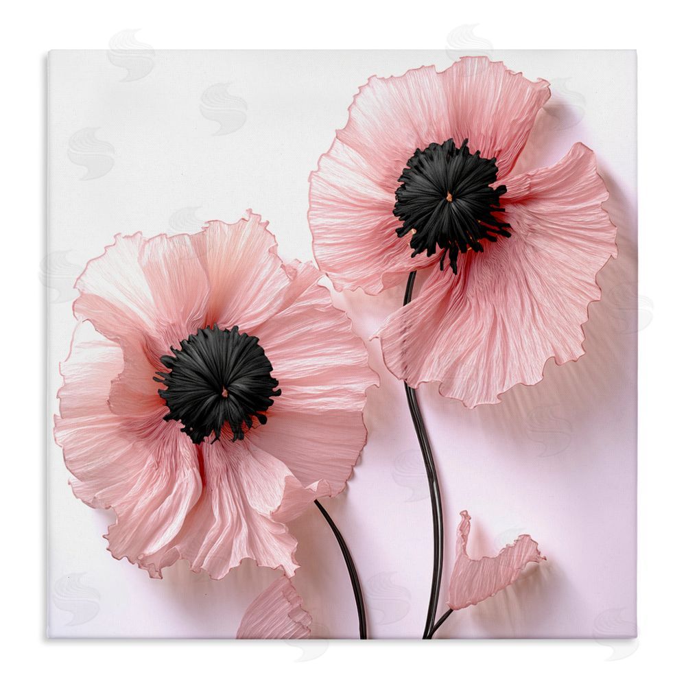 Sasha Properly Pink Poppies Stretched Canvas Wall Art Print