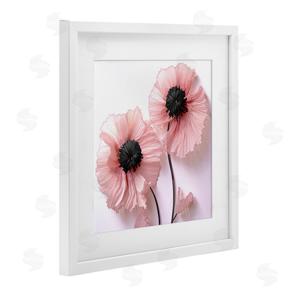 Sasha Properly Pink Poppies White Framed Print Under Glass Wall Art