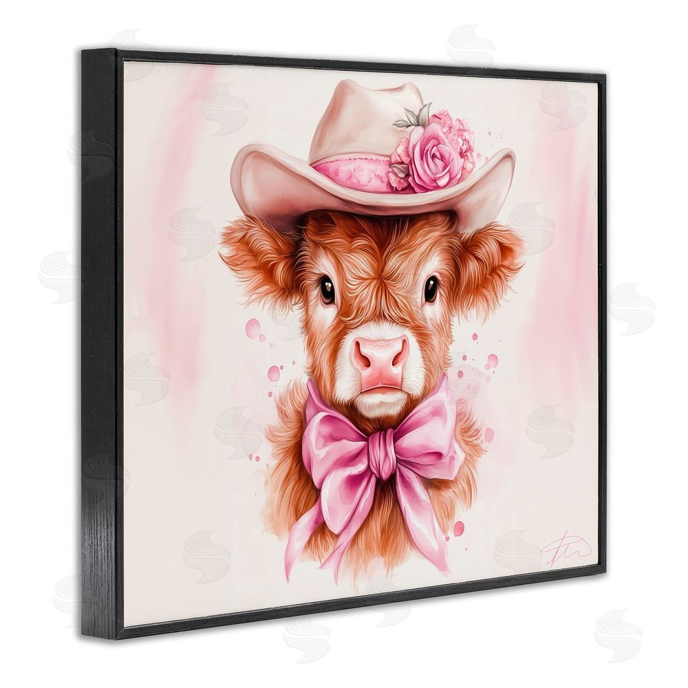 Shawna Stewart Pretty In Pink Cow Black Framed Giclee Print Wall Art