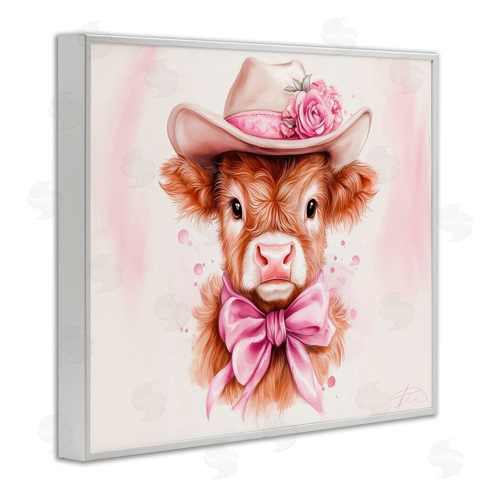 Shawna Stewart Pretty In Pink Cow White Framed Giclee Print Wall Art