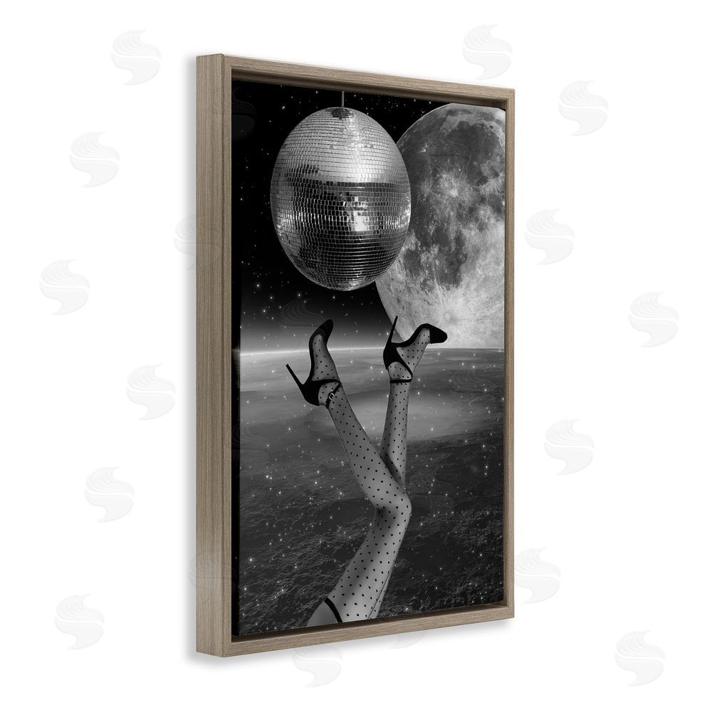 Elo Marc Hangin' Over Disco & Planet Brown Floating Frame Canvas Wall Art Print
