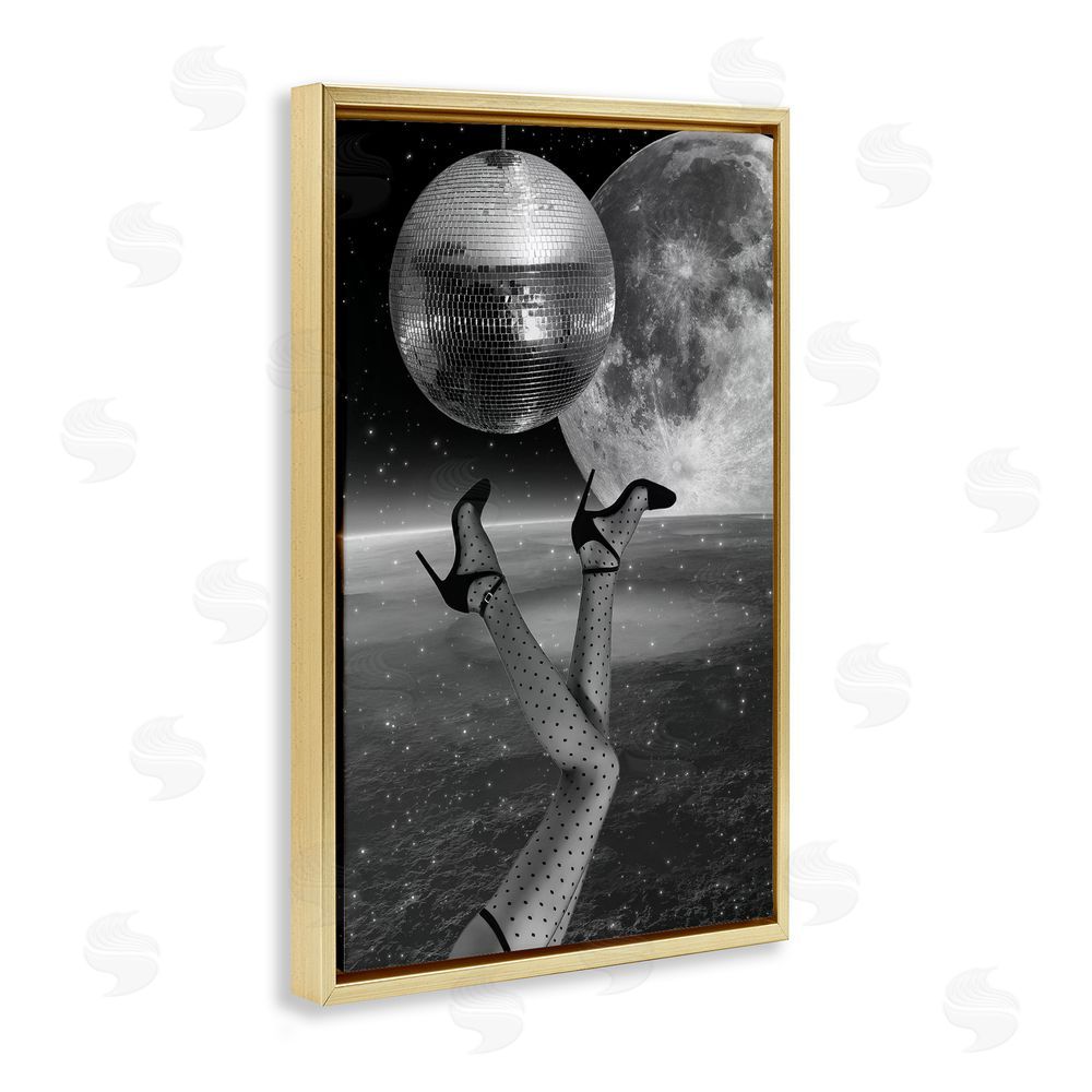 Elo Marc Hangin' Over Disco & Planet Gold Floating Frame Canvas Wall Art Print