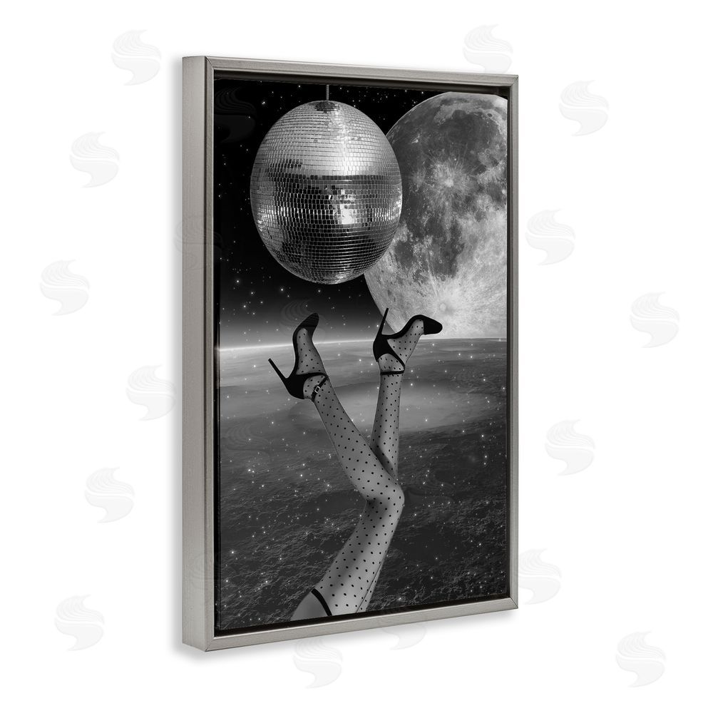 Elo Marc Hangin' Over Disco & Planet Gray Floating Frame Canvas Wall Art Print
