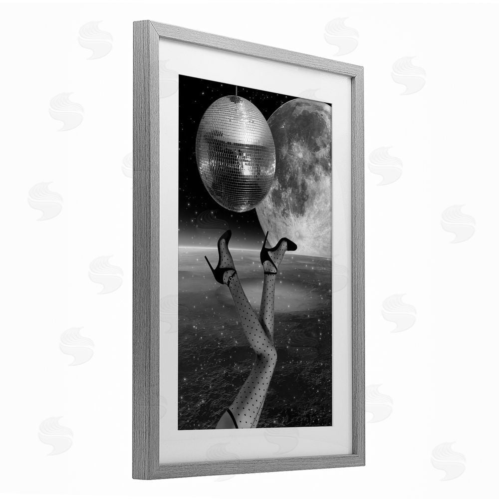 Elo Marc Hangin' Over Disco & Planet Gray Framed Print Under Glass Wall Art
