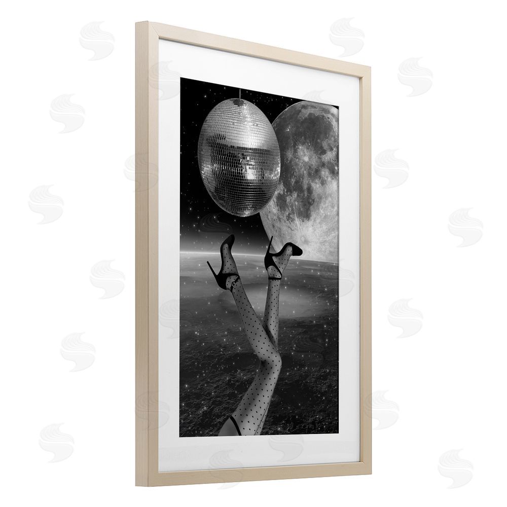 Elo Marc Hangin' Over Disco & Planet Brown Framed Print Under Glass Wall Art