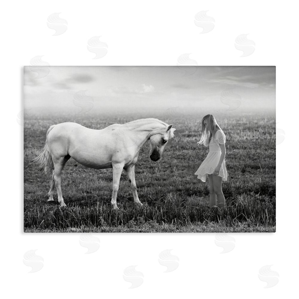 Ata Alishahi Her White Horse Stretched Canvas Wall Art Print