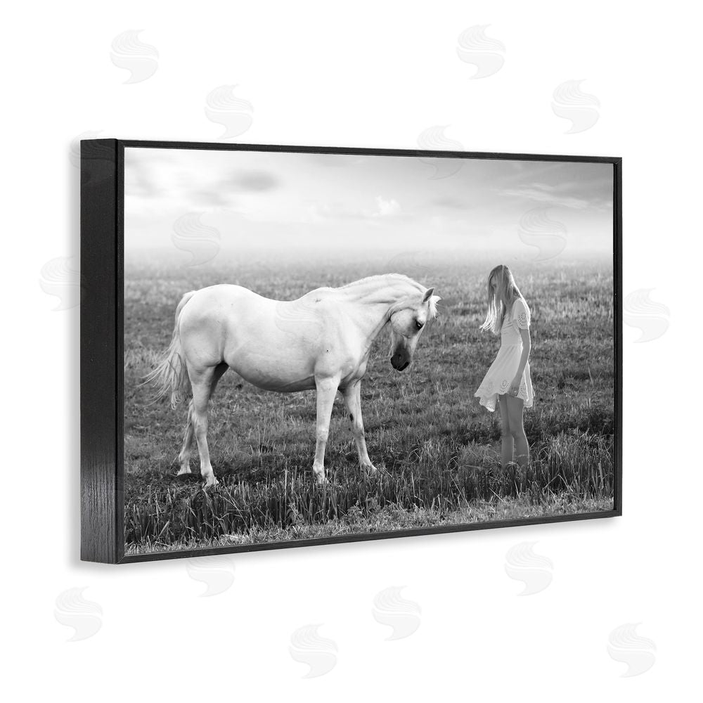Ata Alishahi Her White Horse Black Framed Giclee Print Wall Art