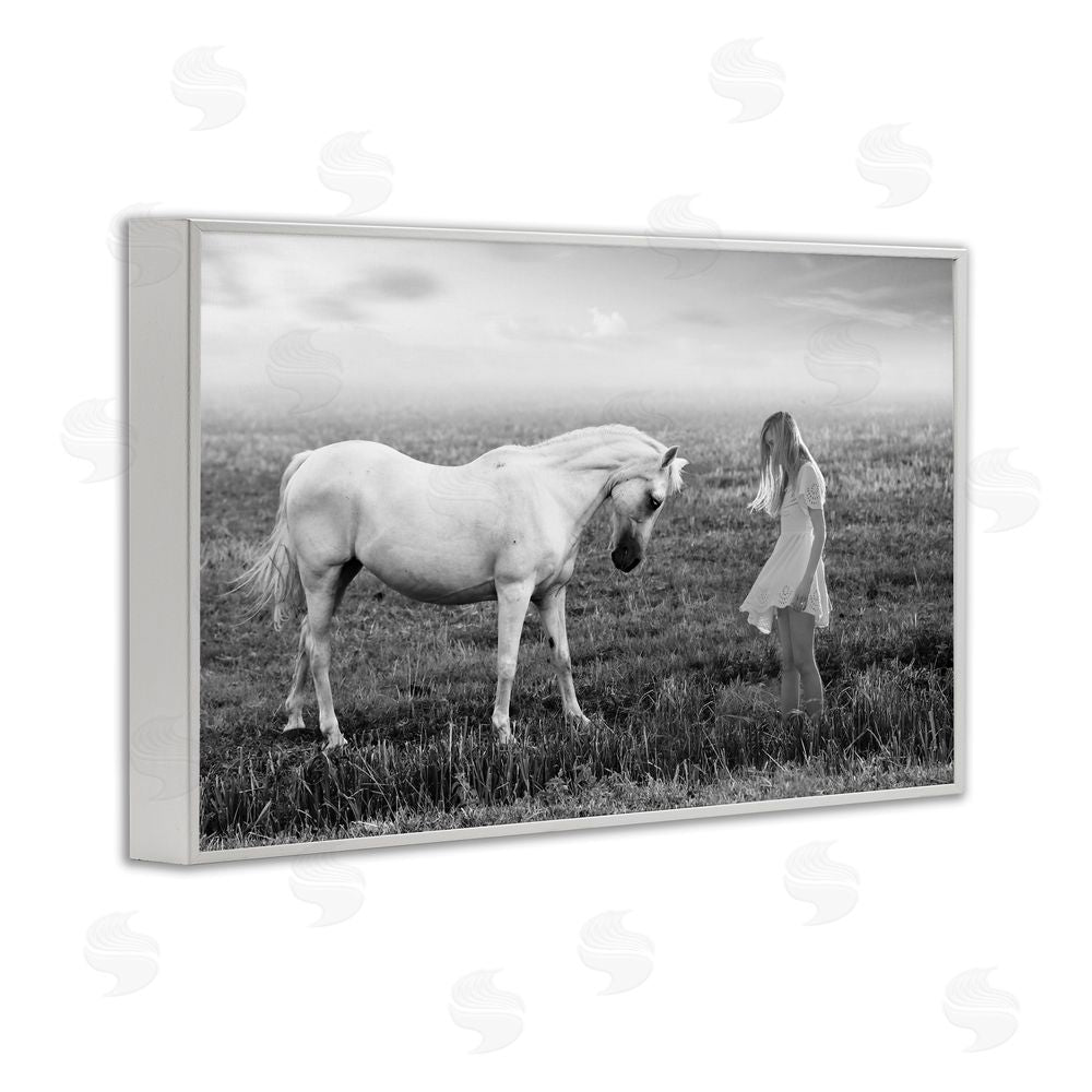 Ata Alishahi Her White Horse White Framed Giclee Print Wall Art