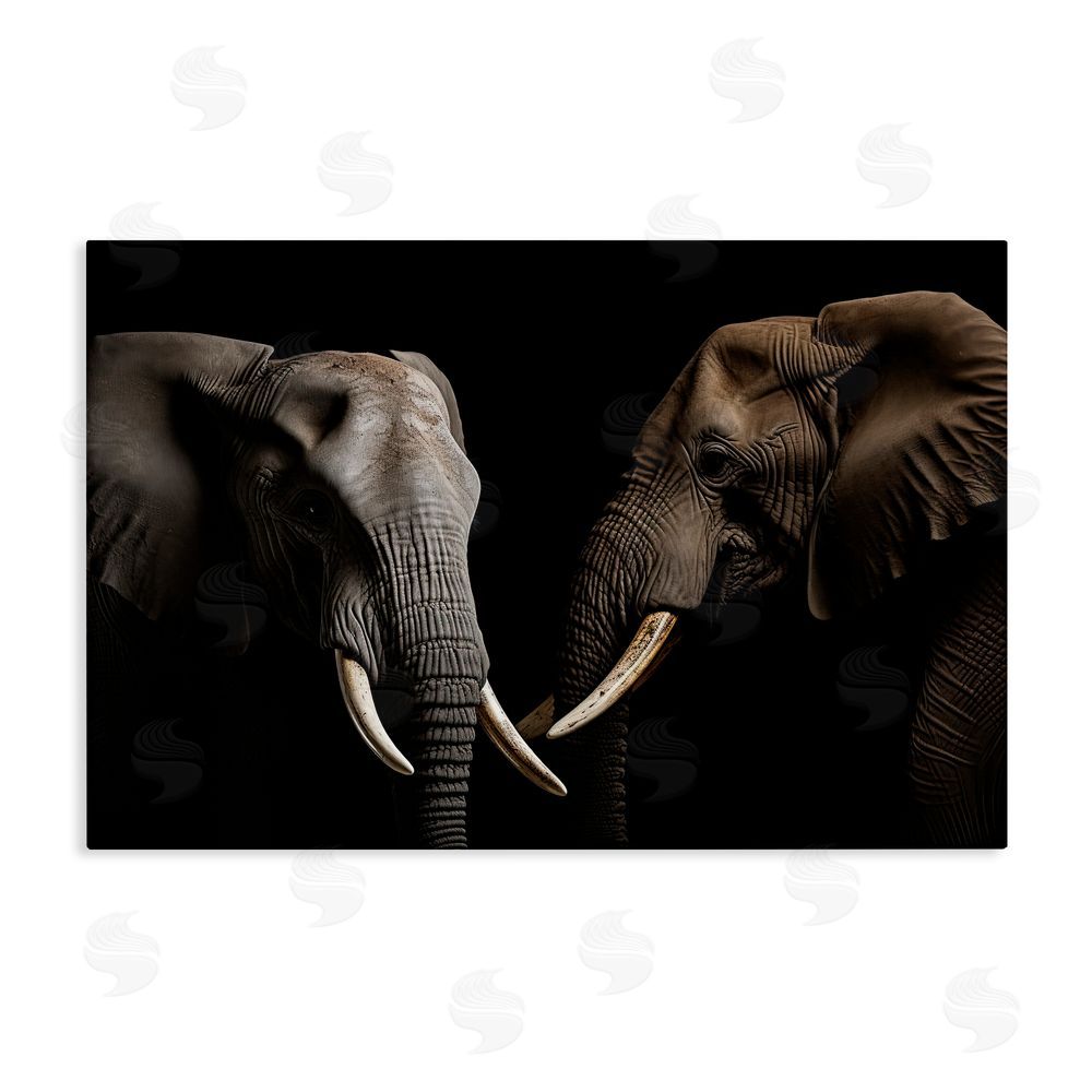 Decent Exposures Pachyderm Elephant Pair Stretched Canvas Wall Art Print