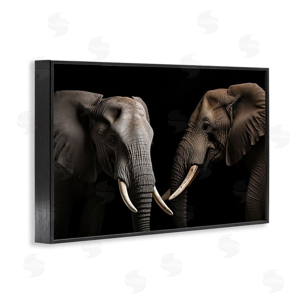 Decent Exposures Pachyderm Elephant Pair Black Framed Giclee Print Wall Art
