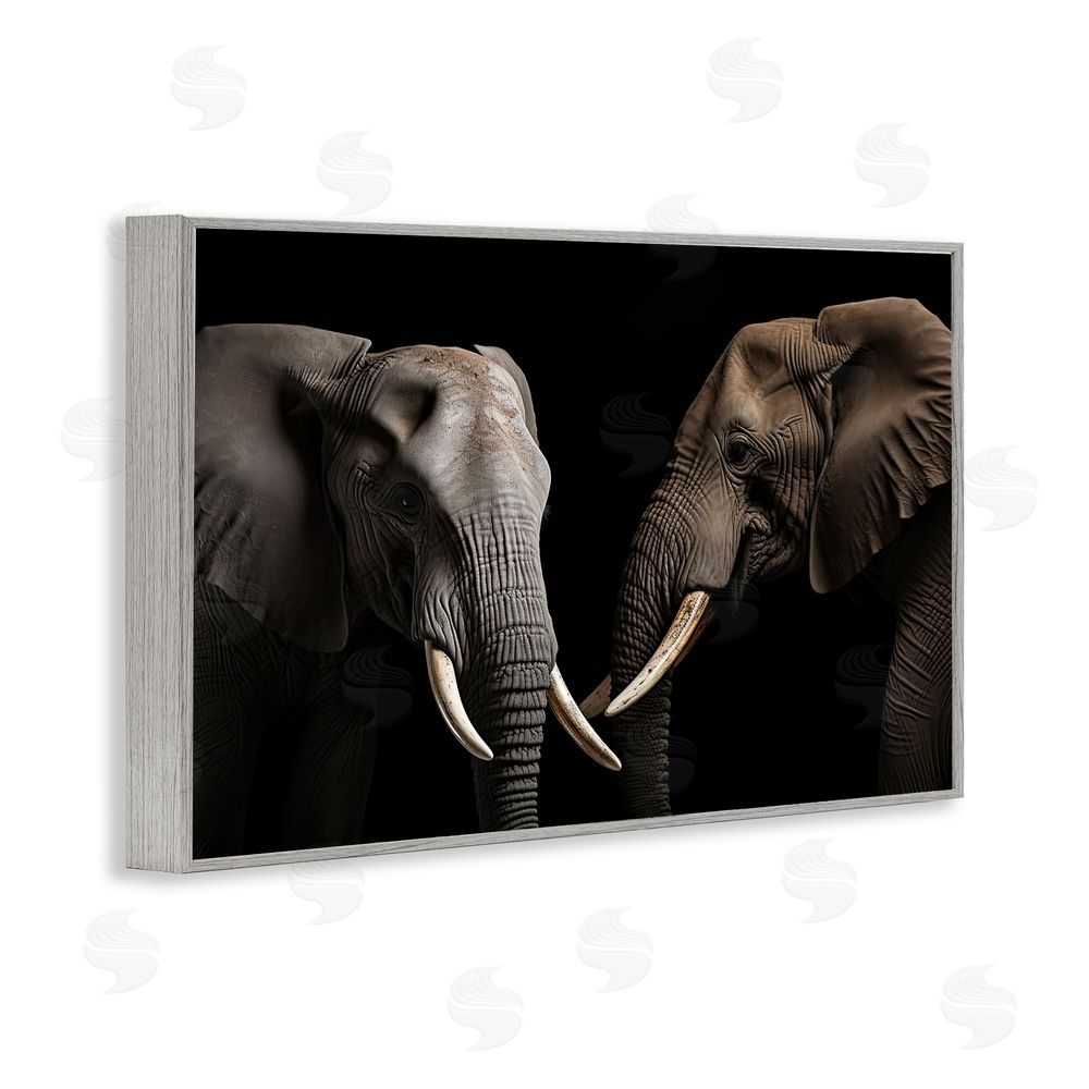 Decent Exposures Pachyderm Elephant Pair Gray Framed Giclee Print Wall Art