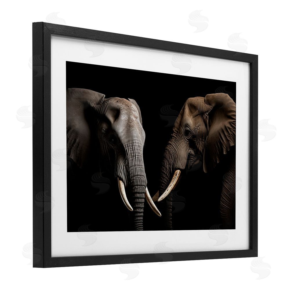 Decent Exposures Pachyderm Elephant Pair Black Framed Print Under Glass Wall Art