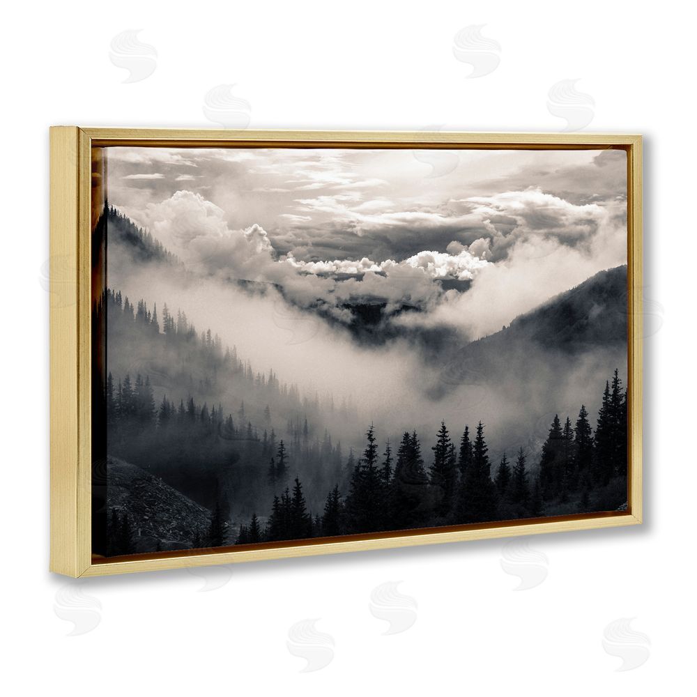 Decent Exposures Billowing Fog Atmosphere Gold Floating Frame Canvas Wall Art Print