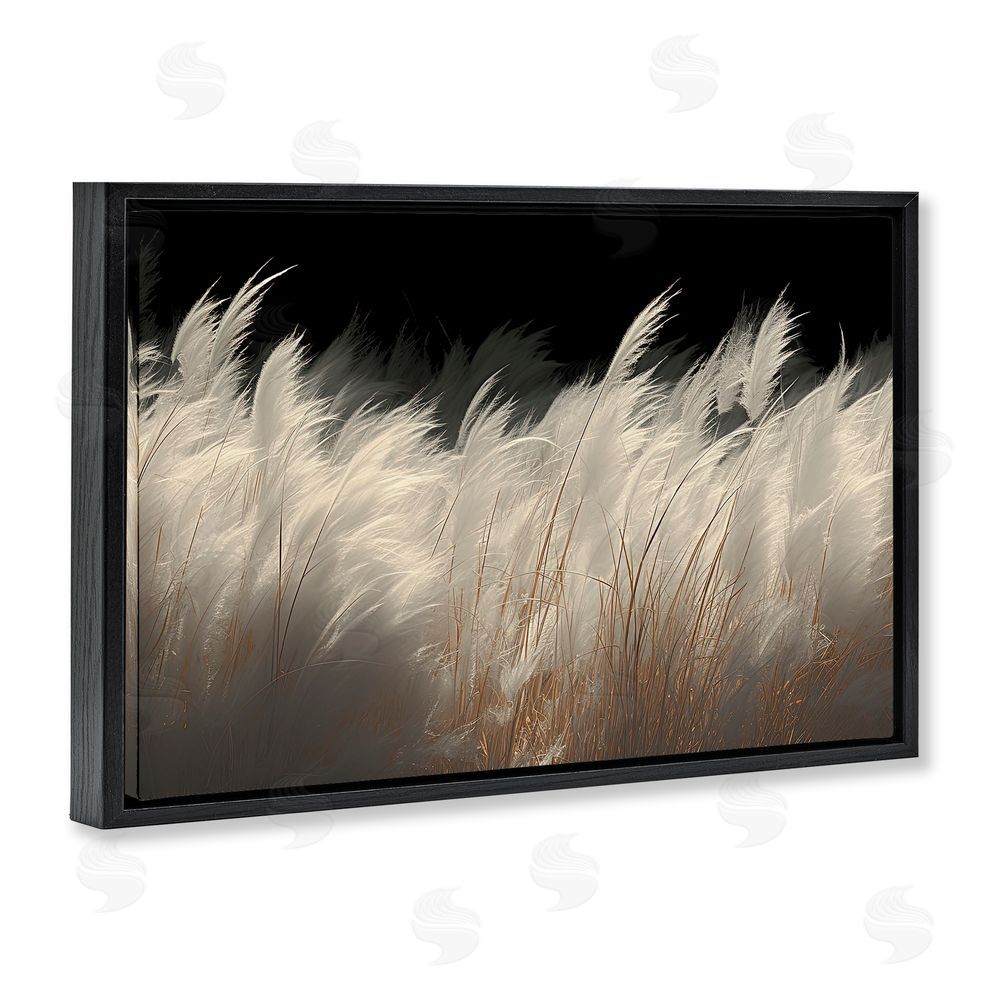 Decent Exposures White Feathers Windblown Grasses Black Floating Frame Canvas Wall Art Print