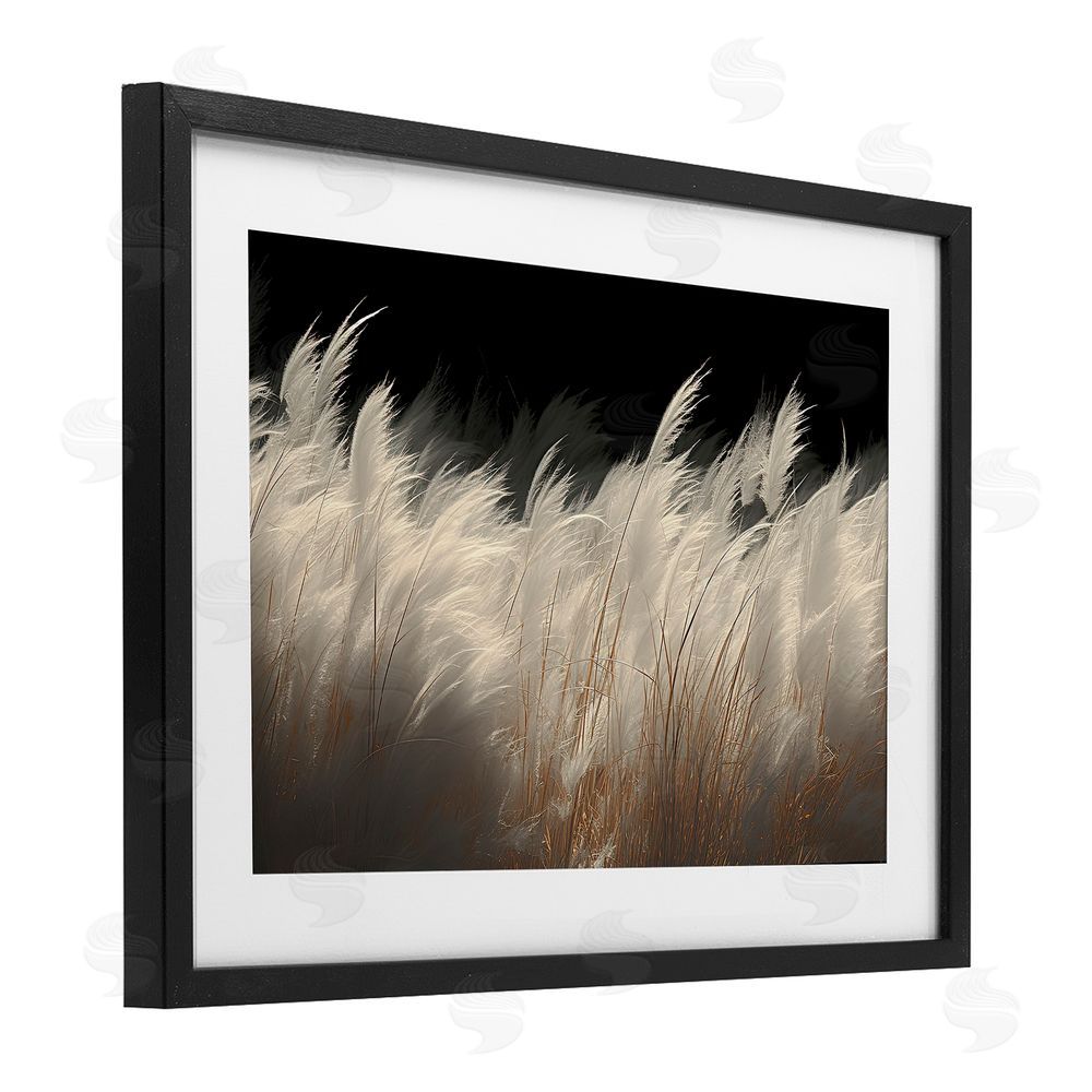 Decent Exposures White Feathers Windblown Grasses Black Framed Print Under Glass Wall Art
