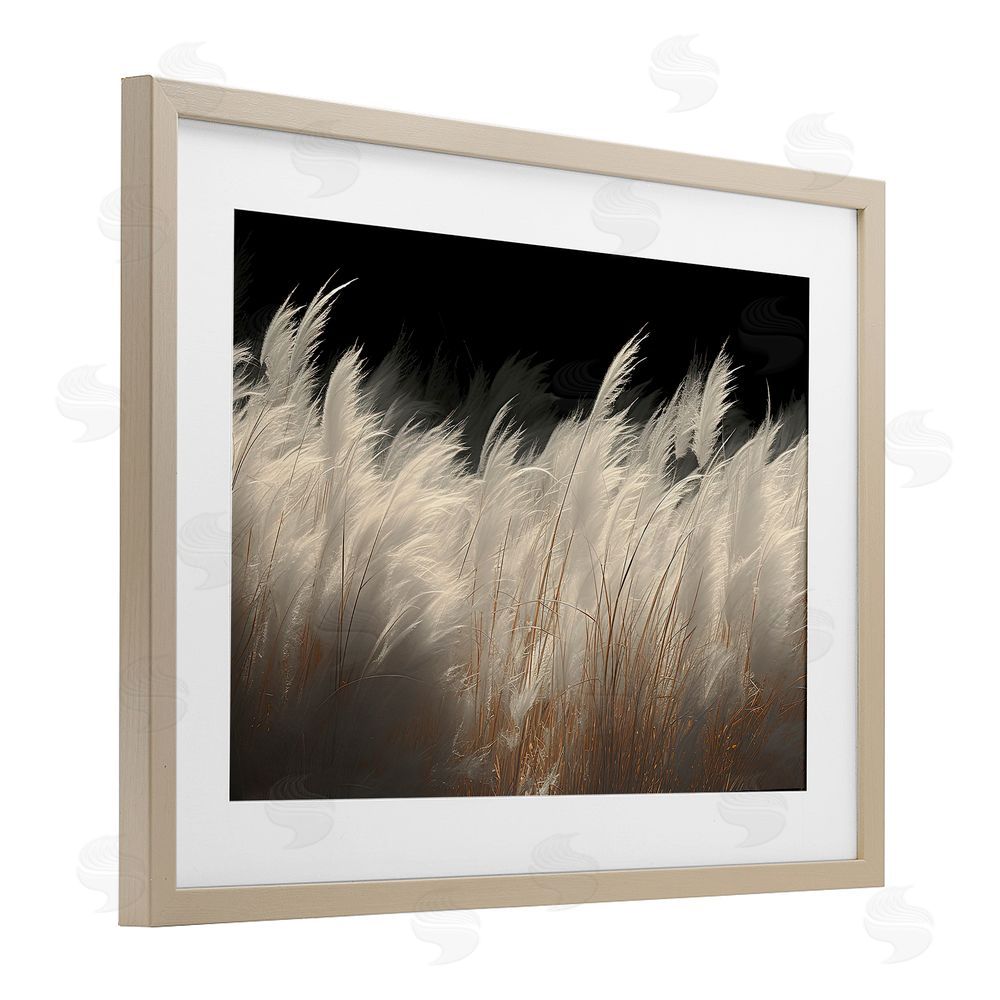 Decent Exposures White Feathers Windblown Grasses Brown Framed Print Under Glass Wall Art