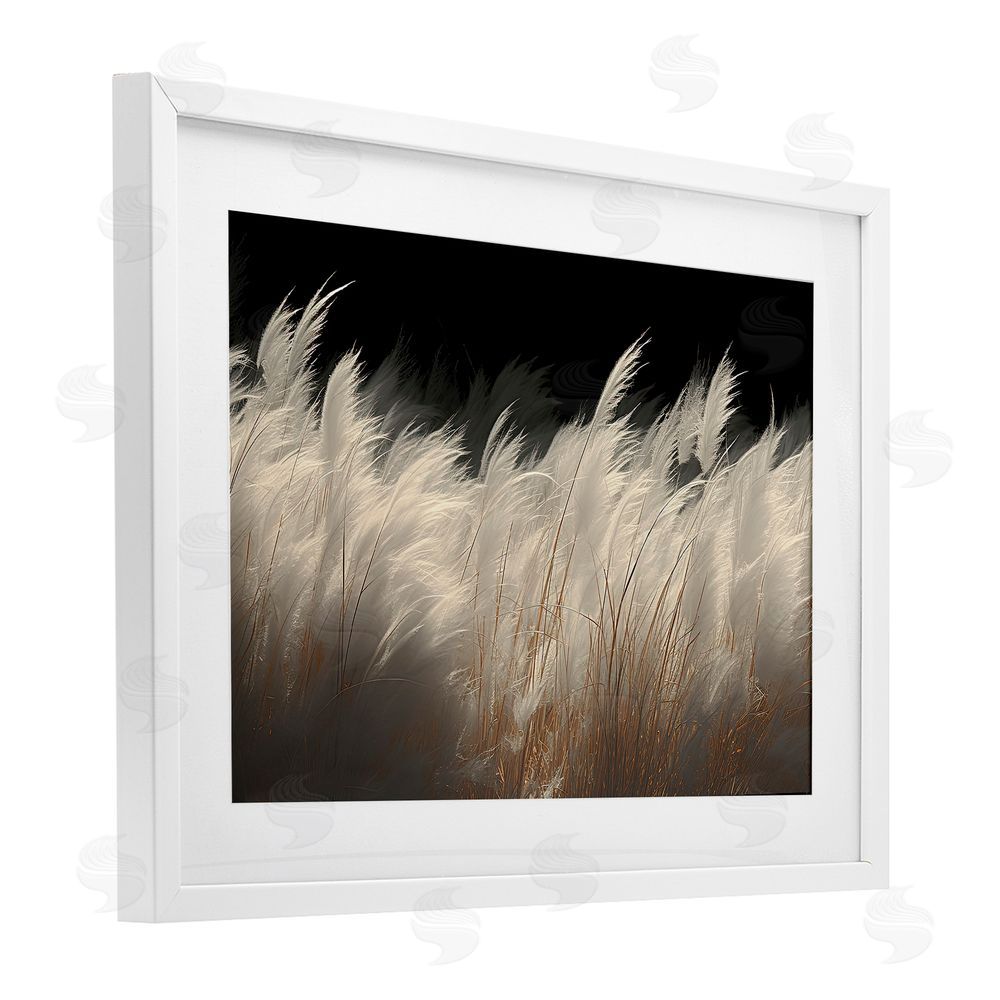 Decent Exposures White Feathers Windblown Grasses White Framed Print Under Glass Wall Art