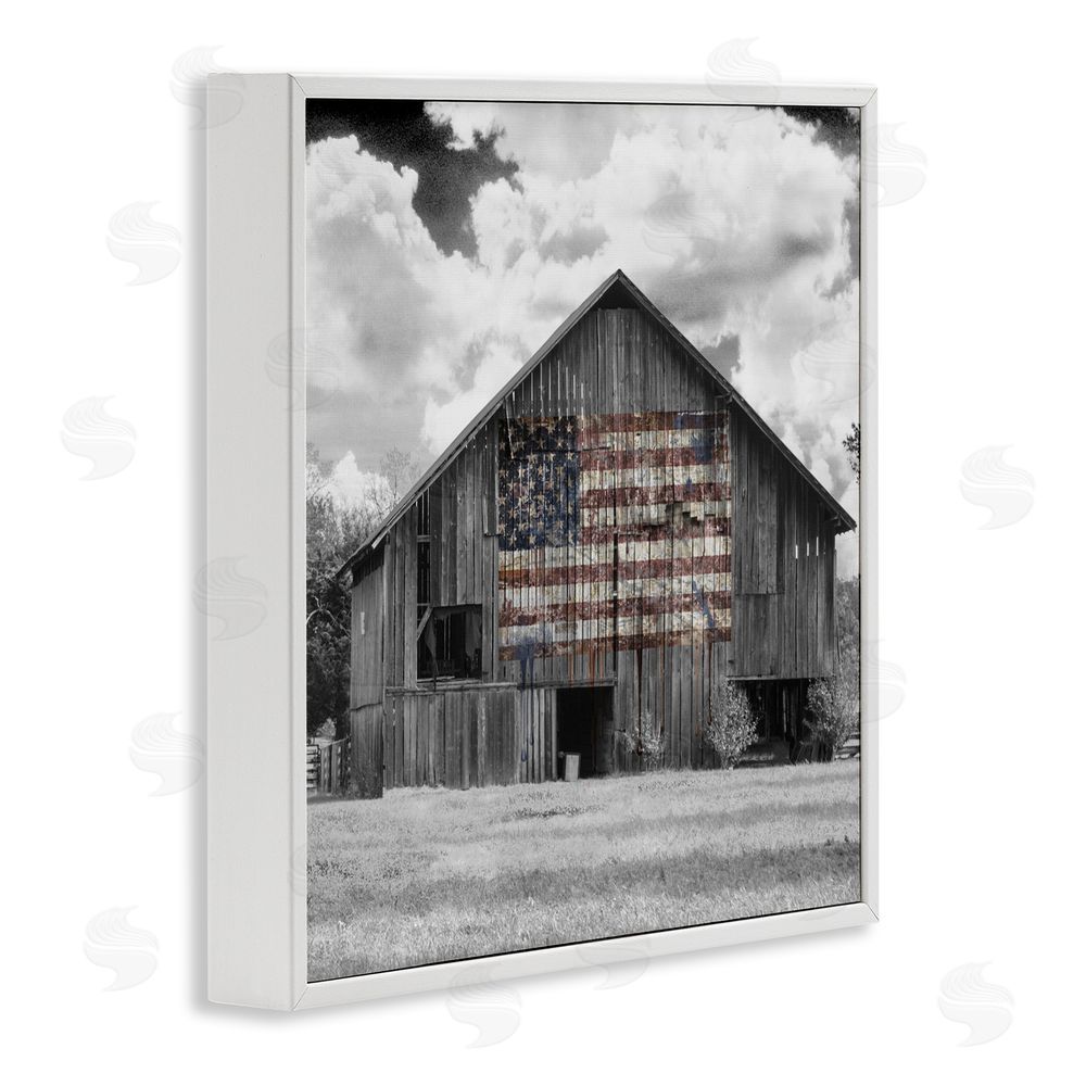 Decent Exposures USA Flag Monochrome Barn White Framed Giclee Print Wall Art