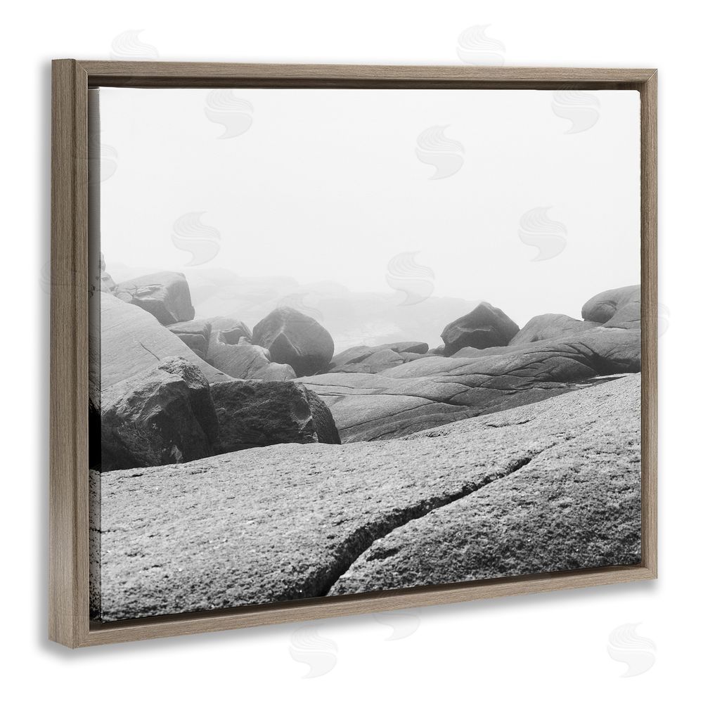Clive Branson Rocks at Peggy's Cove Brown Floating Frame Canvas Wall Art Print