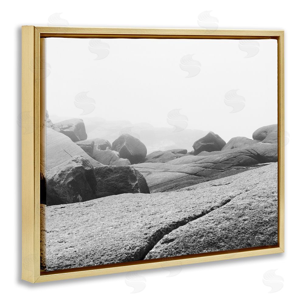 Clive Branson Rocks at Peggy's Cove Gold Floating Frame Canvas Wall Art Print