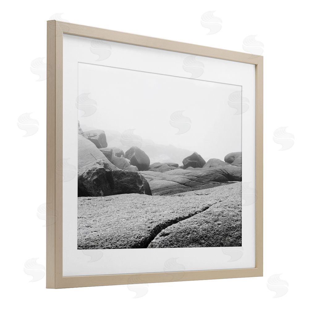 Clive Branson Rocks at Peggy's Cove Brown Framed Print Under Glass Wall Art