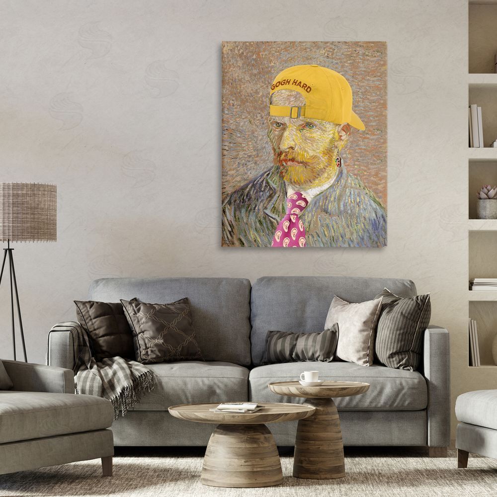 Masters Redux Van Gogh in Yellow hat Stretched Canvas Wall Art Print in Room
