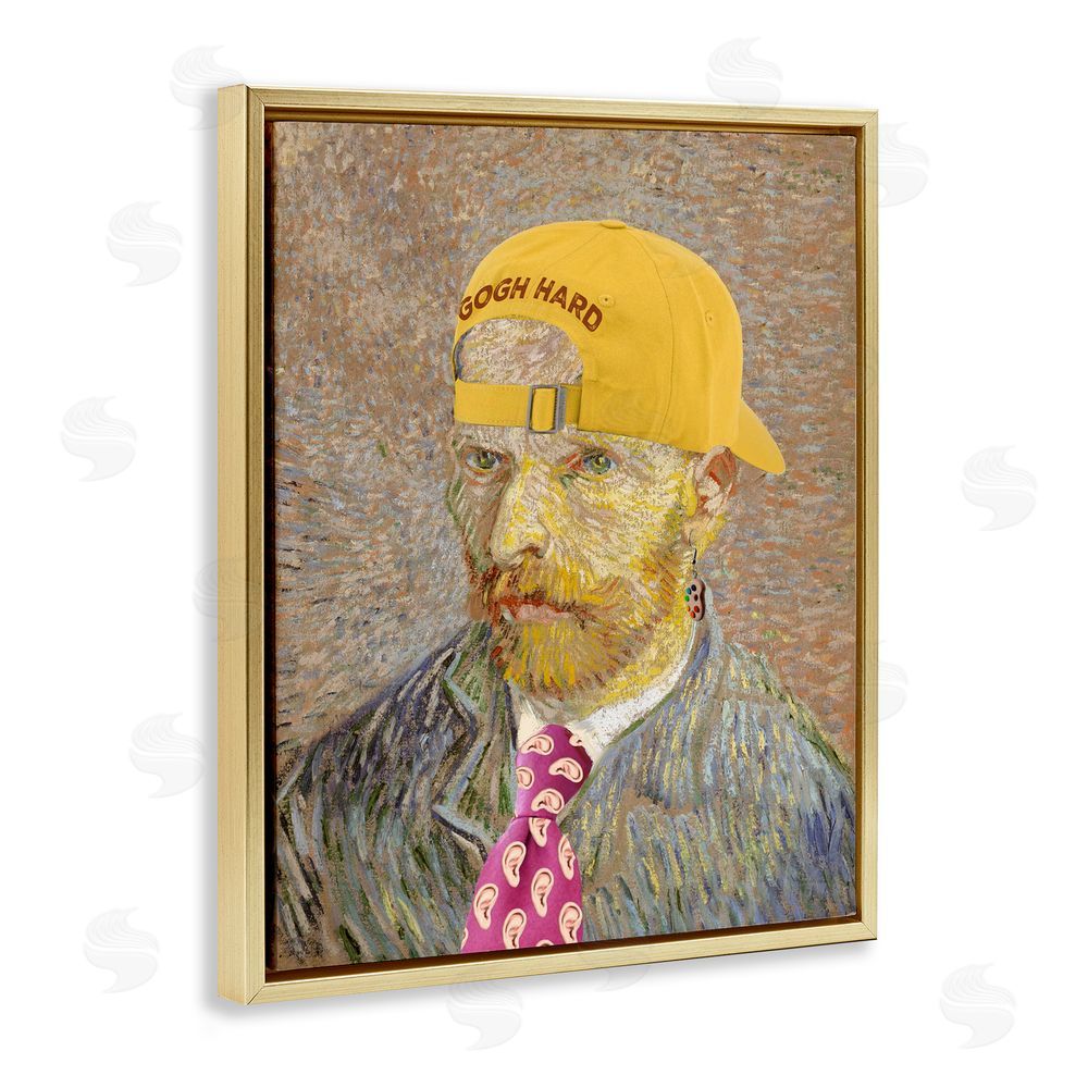 Masters Redux Van Gogh in Yellow hat Gold Floating Frame Canvas Wall Art Print