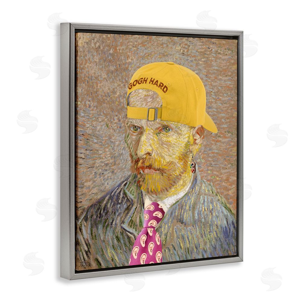 Masters Redux Van Gogh in Yellow hat Gray Floating Frame Canvas Wall Art Print