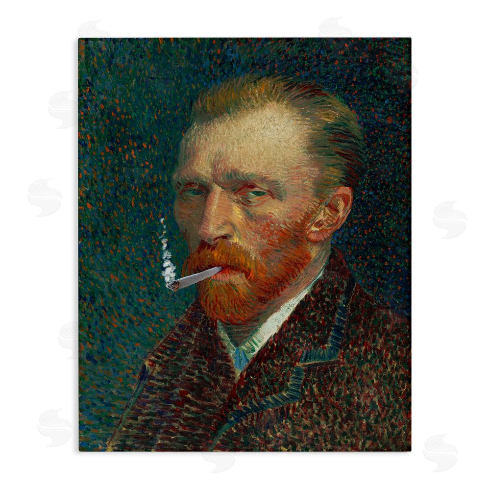 Masters Redux Van Gogh Portrait with Smoke Stretched Canvas Wall Art Print