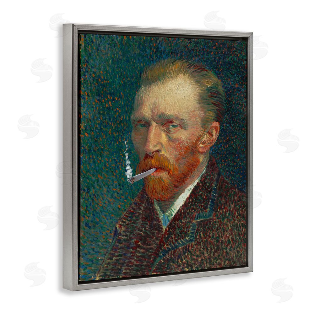 Masters Redux Van Gogh Portrait with Smoke Gray Floating Frame Canvas Wall Art Print