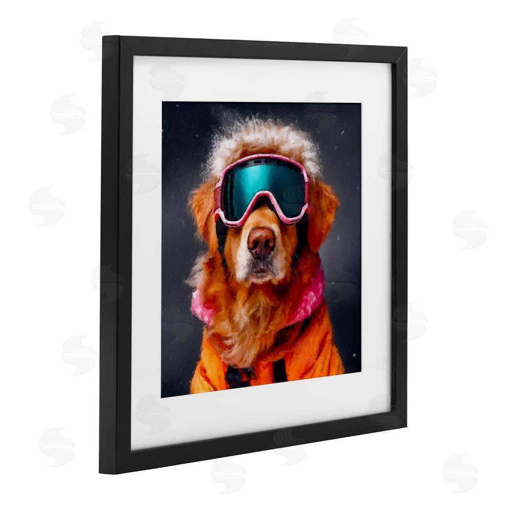 Sean Parnell Ski Dog with Goggles Black Framed Print Under Glass Wall Art