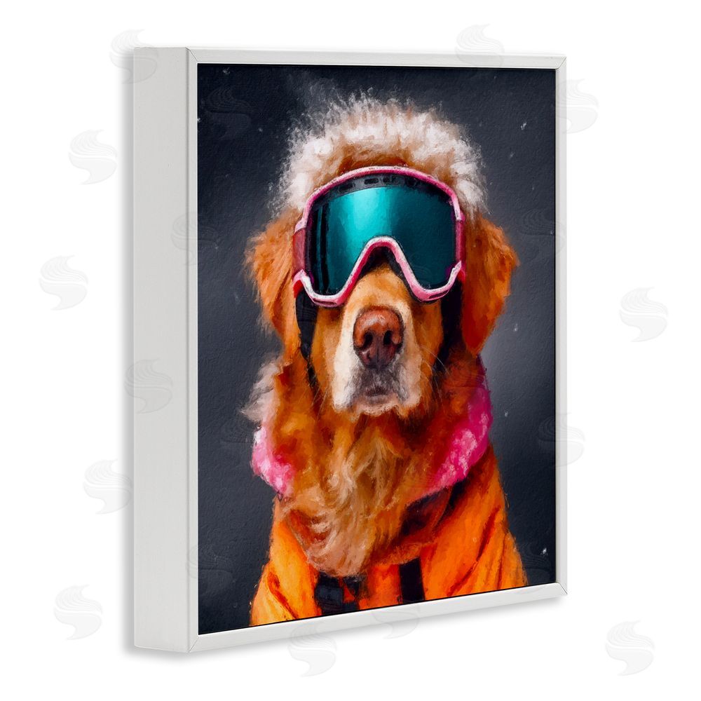 Sean Parnell Ski Dog with Goggles White Framed Giclee Print Wall Art
