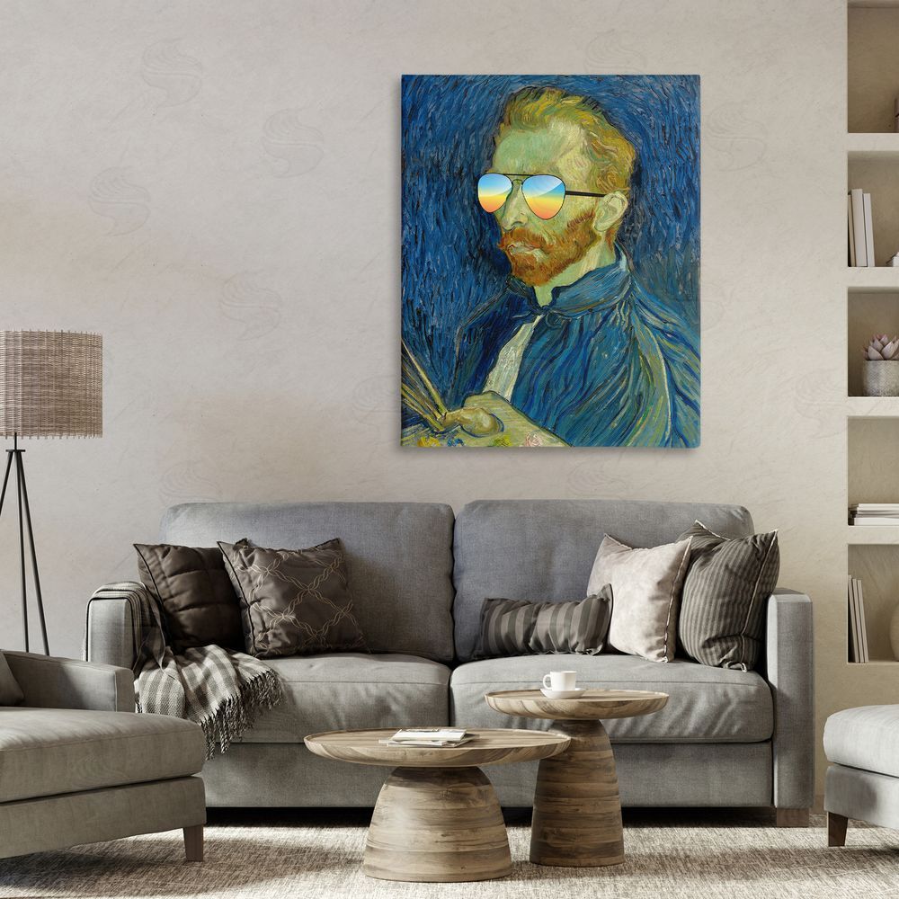 Masters Redux Funny Van Gogh Sunglasses Stretched Canvas Wall Art Print in Room