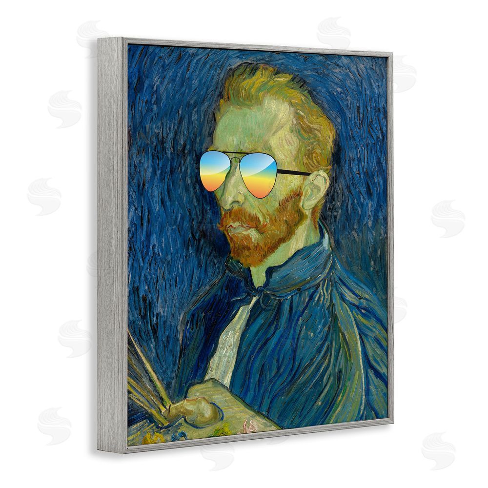 Masters Redux Funny Van Gogh Sunglasses Gray Framed Giclee Print Wall Art