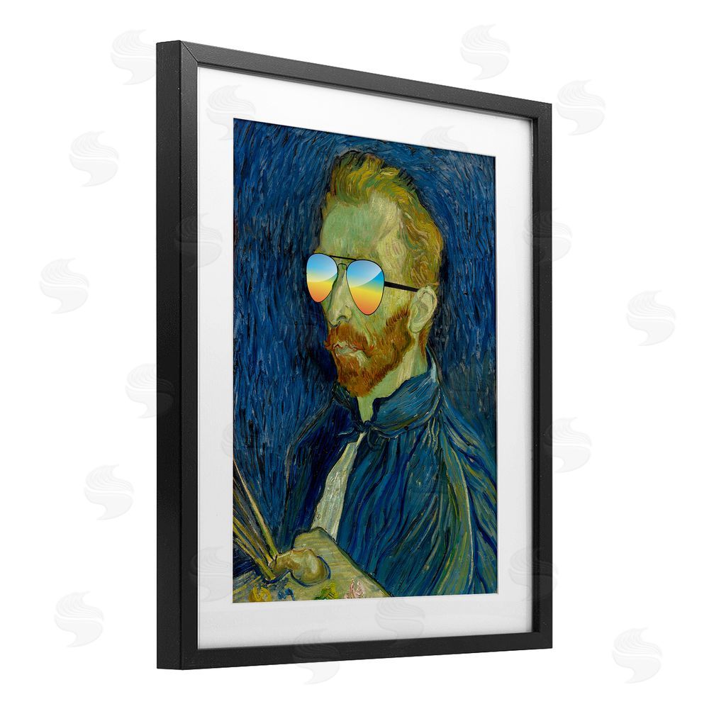 Masters Redux Funny Van Gogh Sunglasses Black Framed Print Under Glass Wall Art