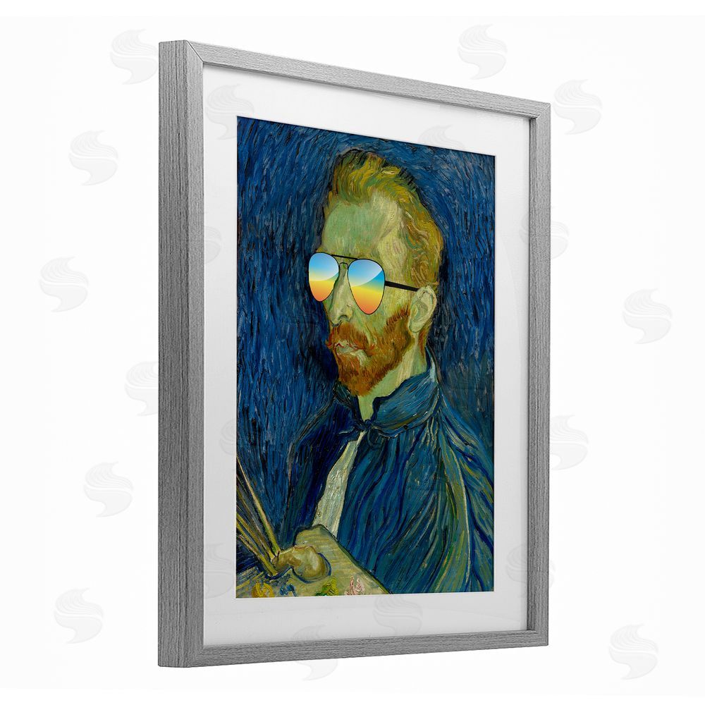 Masters Redux Funny Van Gogh Sunglasses Gray Framed Print Under Glass Wall Art