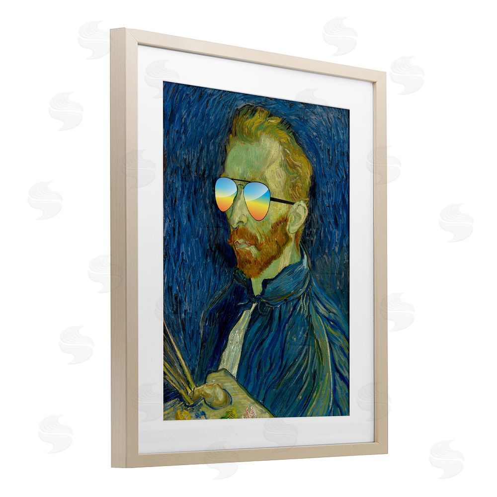 Masters Redux Funny Van Gogh Sunglasses Brown Framed Print Under Glass Wall Art