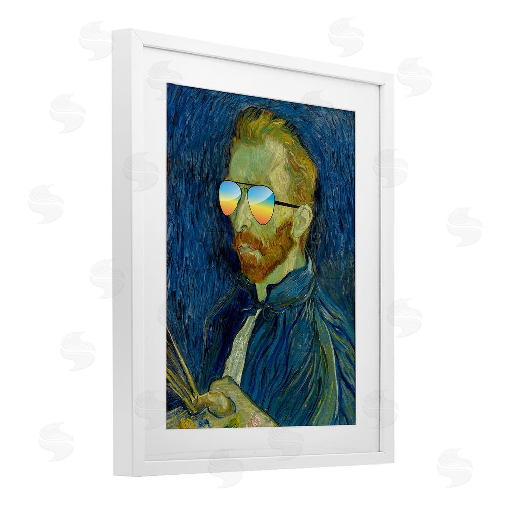 Masters Redux Funny Van Gogh Sunglasses White Framed Print Under Glass Wall Art