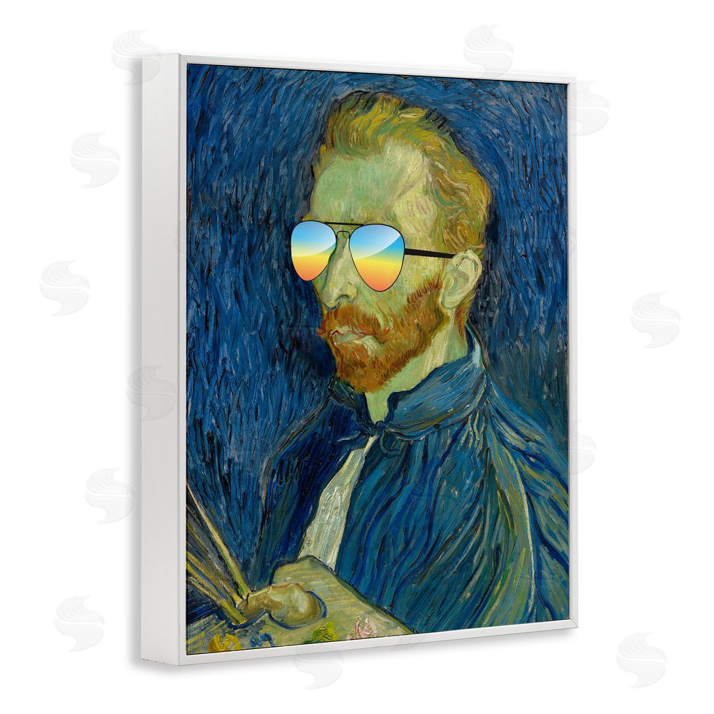 Masters Redux Funny Van Gogh Sunglasses White Framed Giclee Print Wall Art