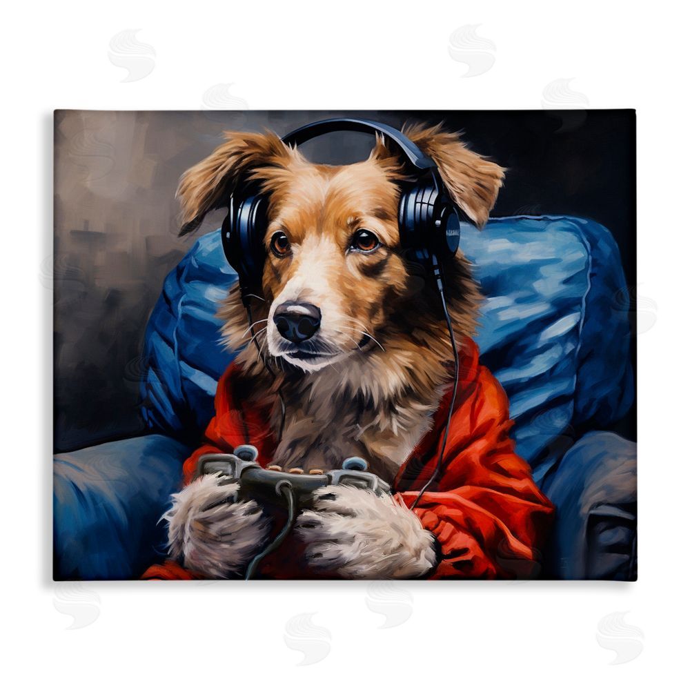 Shawna Stewart Game Master Dog Stretched Canvas Wall Art Print