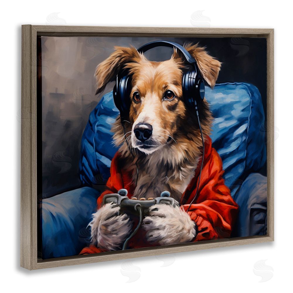 Shawna Stewart Game Master Dog Brown Floating Frame Canvas Wall Art Print