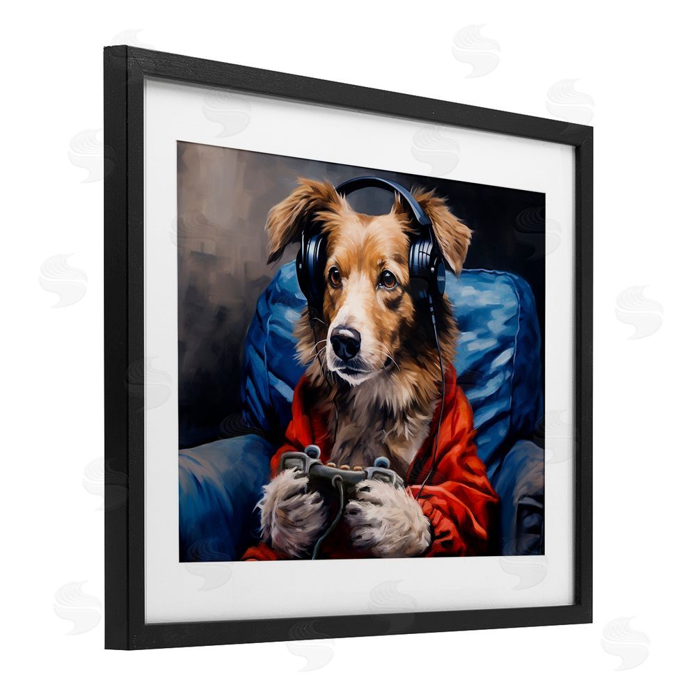 Shawna Stewart Game Master Dog Black Framed Print Under Glass Wall Art