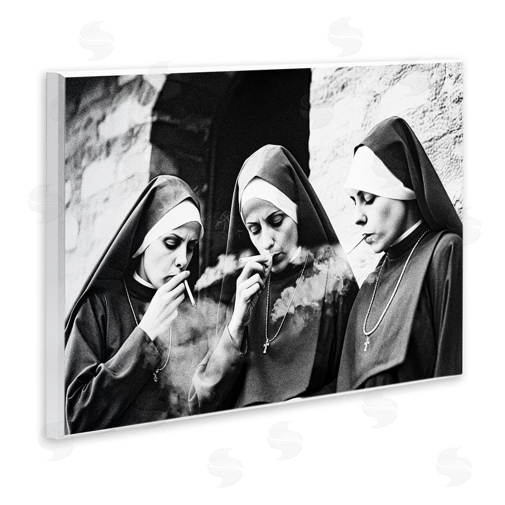 Decent Exposures Smoking Nuns Rebellion Wooden Wall Plaque Art Print