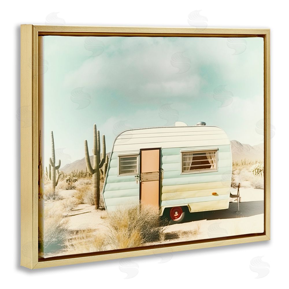 Decent Exposures Desert Trip Vintage Gold Floating Frame Canvas Wall Art Print